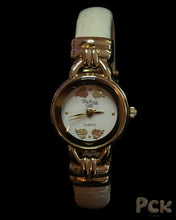 Load image into Gallery viewer, gold &amp; ivory leather autumn cuff watch
