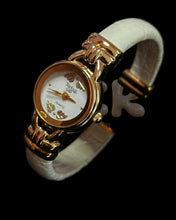 Load image into Gallery viewer, gold &amp; ivory leather autumn cuff watch
