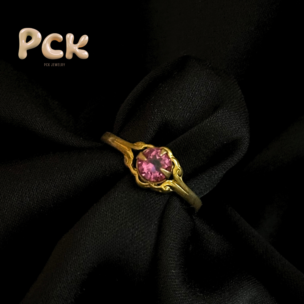 blush & gold pinky ring