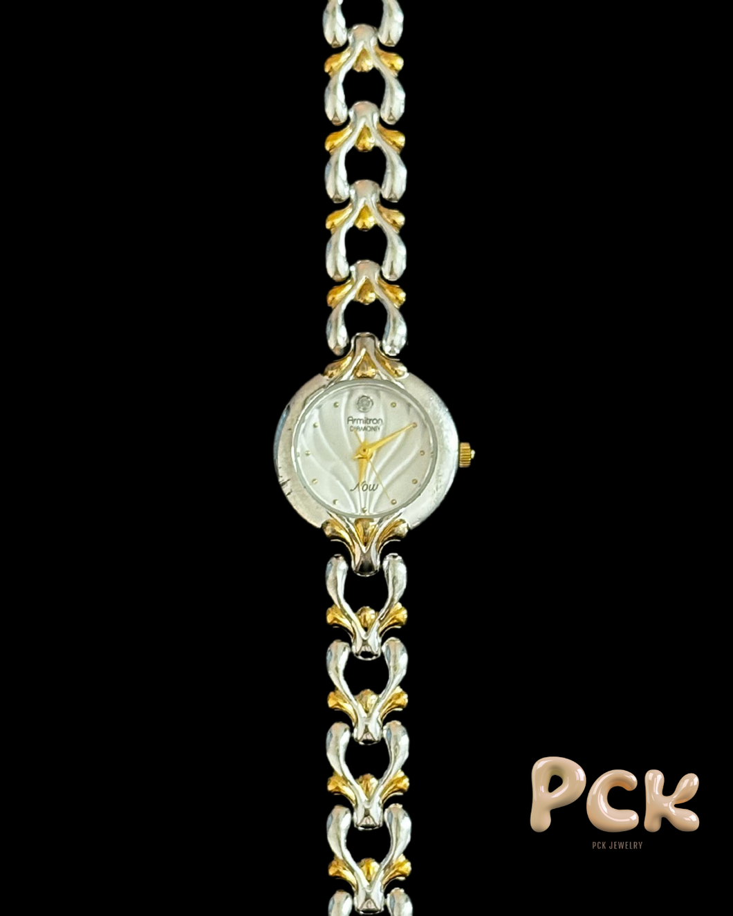 vintage silver & gold heart watch