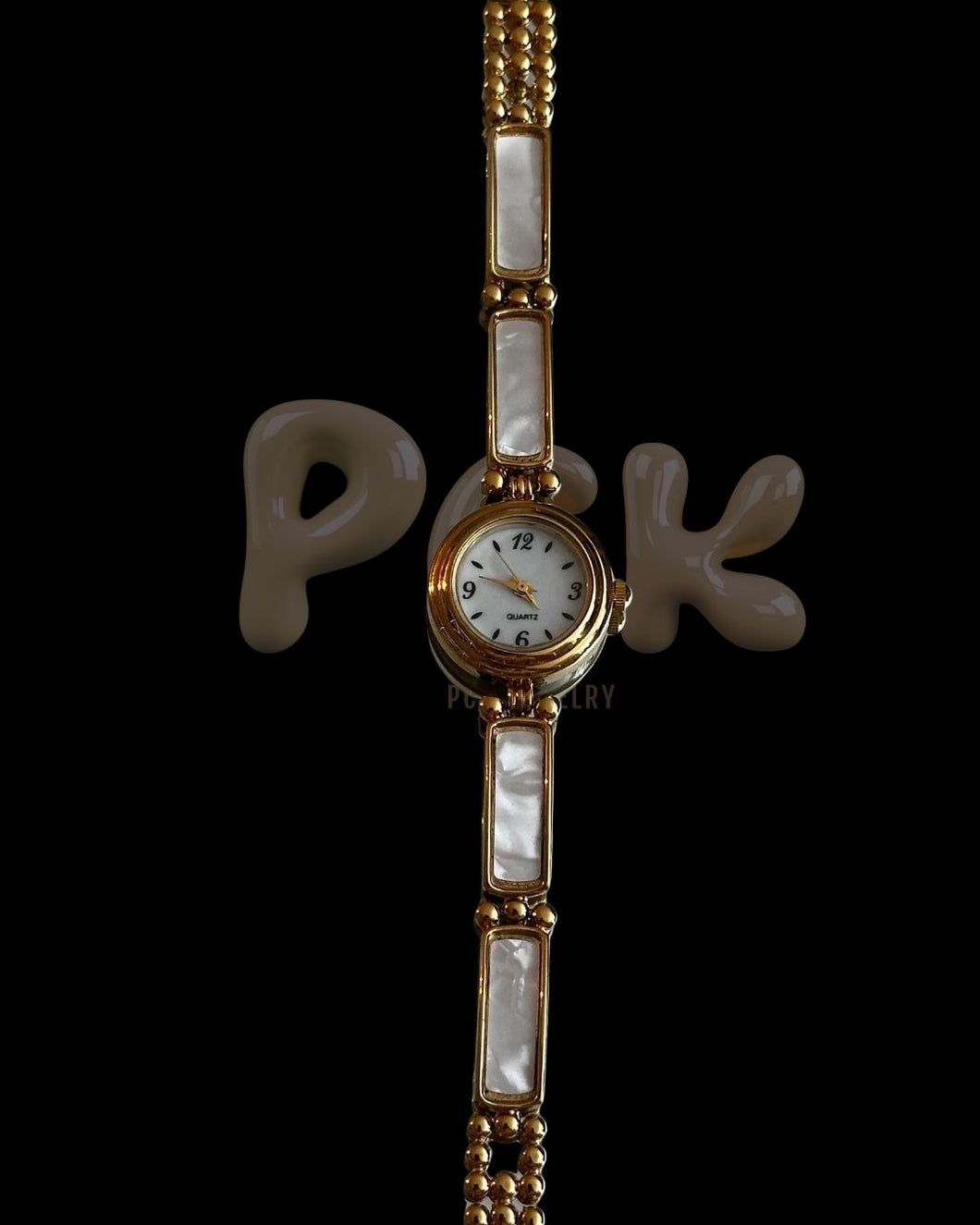 gold pearl vintage watch