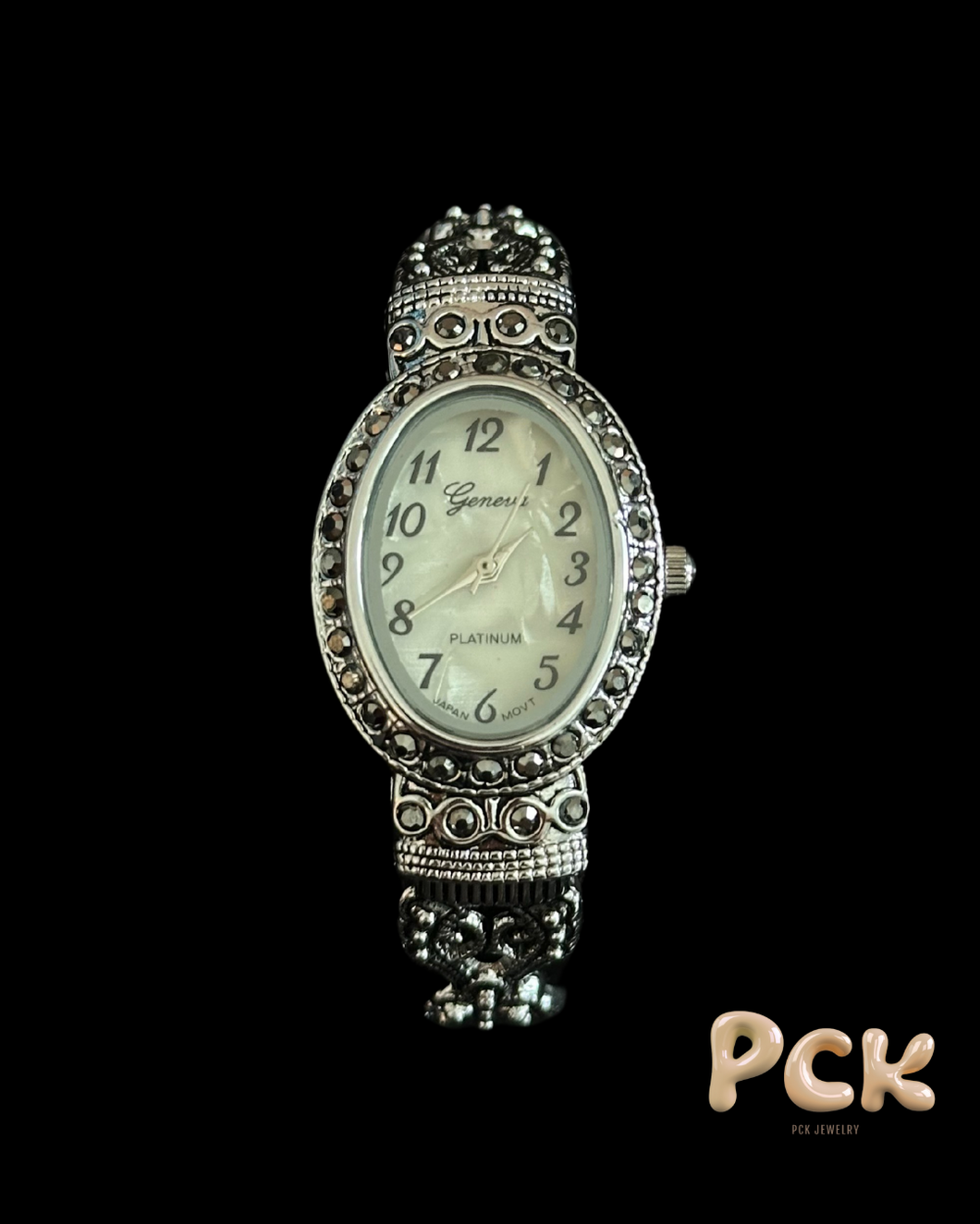 vintage silver & diamond geneva watch