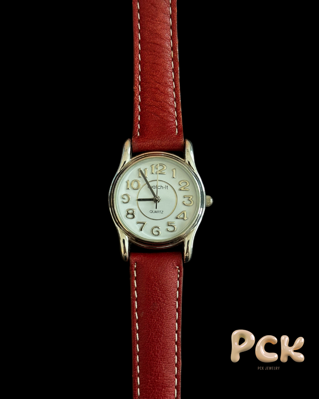 vintage modern red leather watch