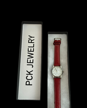 Load image into Gallery viewer, vintage modern red leather watch
