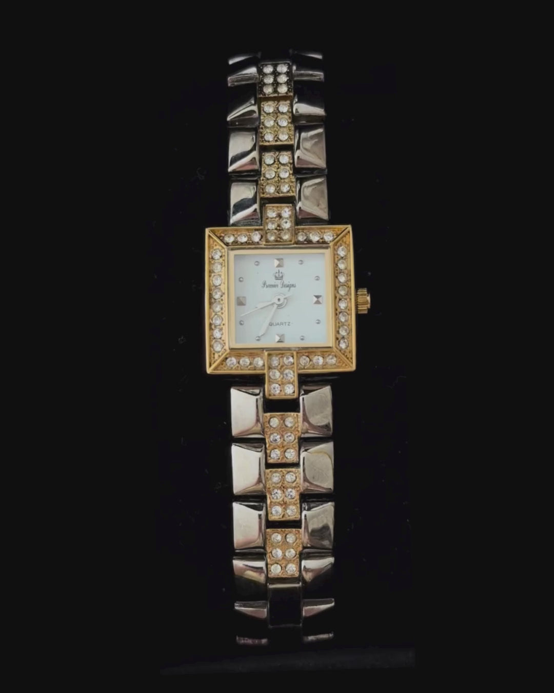 silver & gold square watch